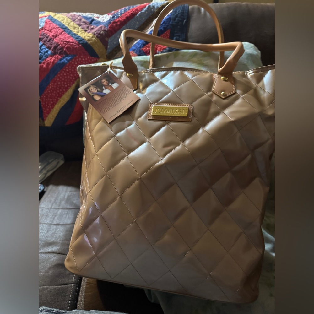 Joy Mangano Quilted Beige Tote